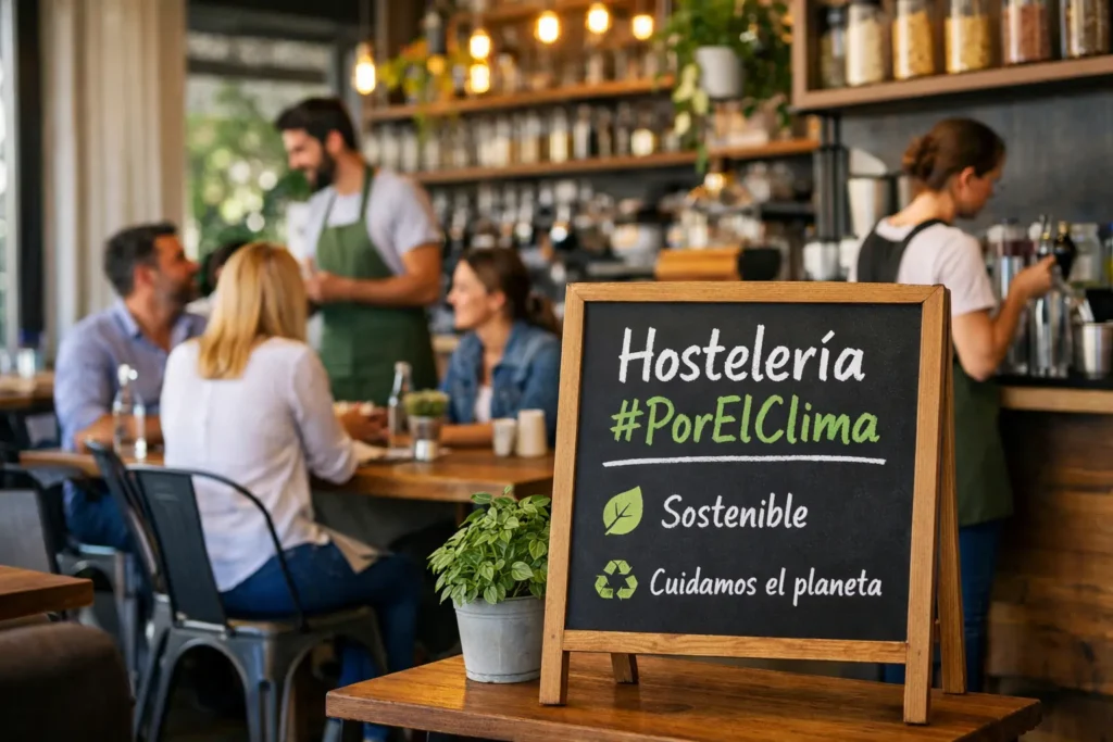 Establecimiento de hostelería adherido al programa Hostelería por el Clima en el marco del auge de la sostenibilidad en el sector