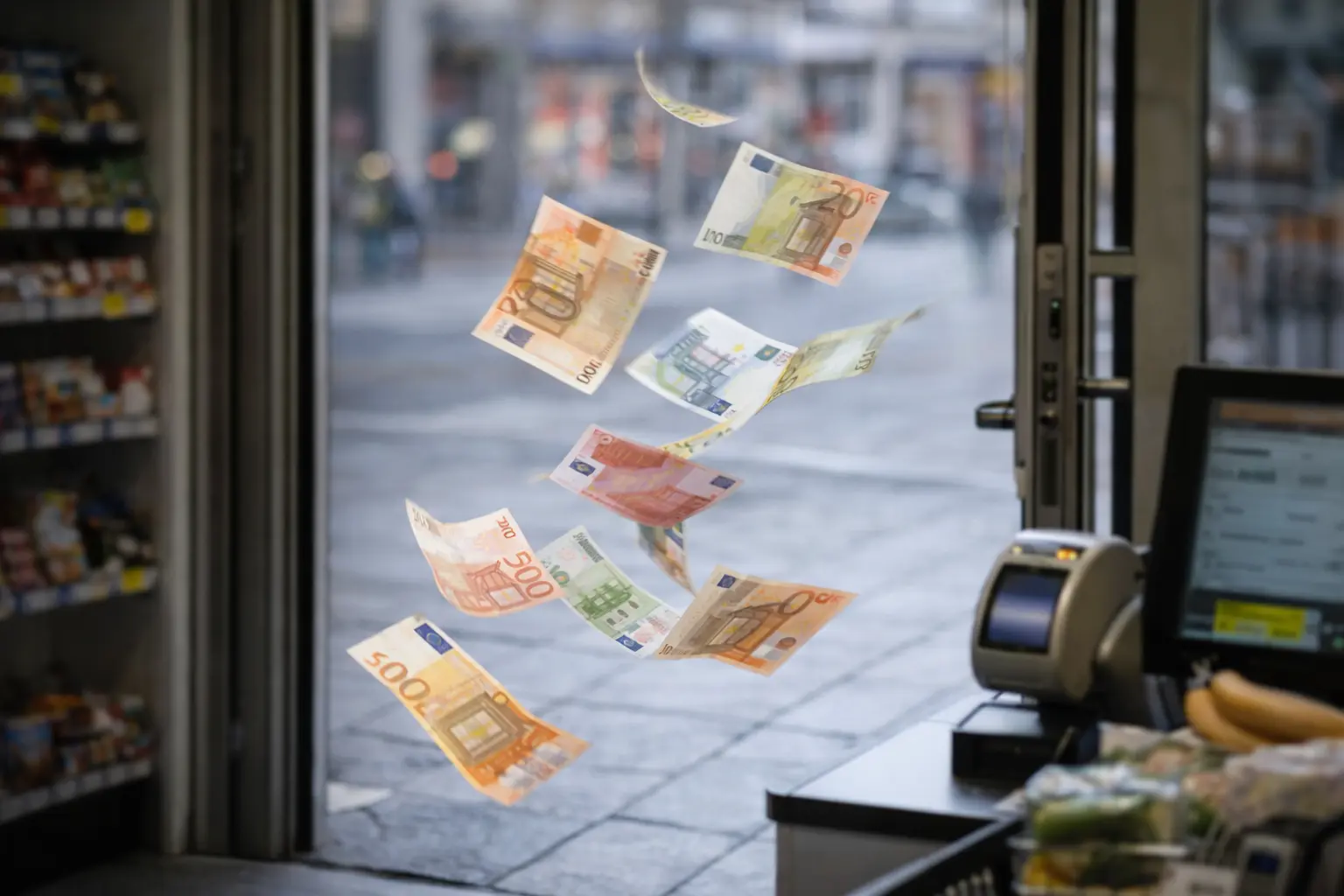 Dinero saliendo de un negocio como representación de pérdidas por decisiones mal analizadas