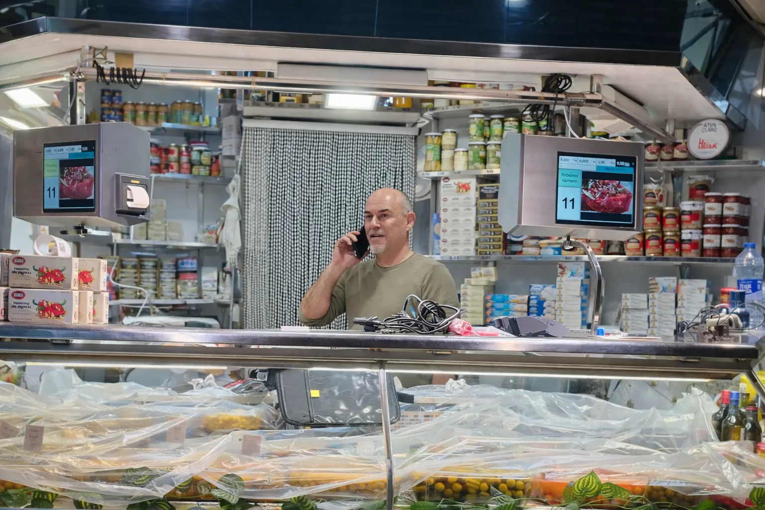 José María Muñoz durante la implantación de balanzas DIGI en La Paca, instalación profesional en campo
