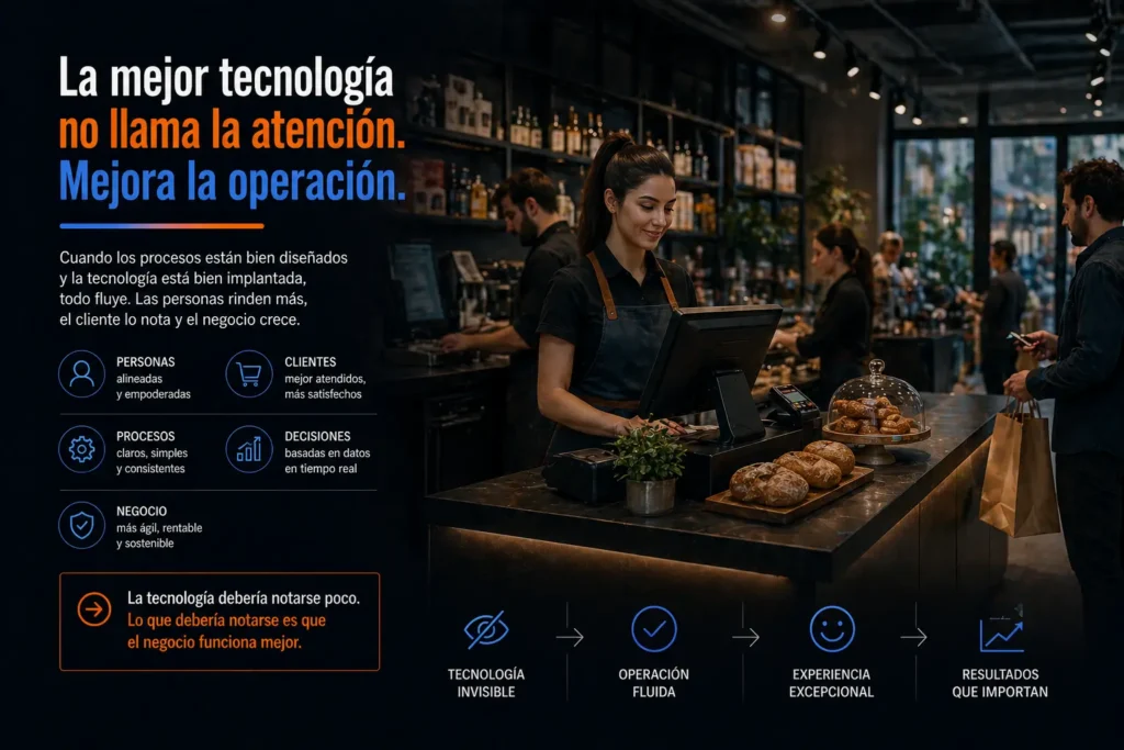 Imagen sobre tecnología bien implantada como infraestructura invisible que mejora la operativa y el funcionamiento del negocio.