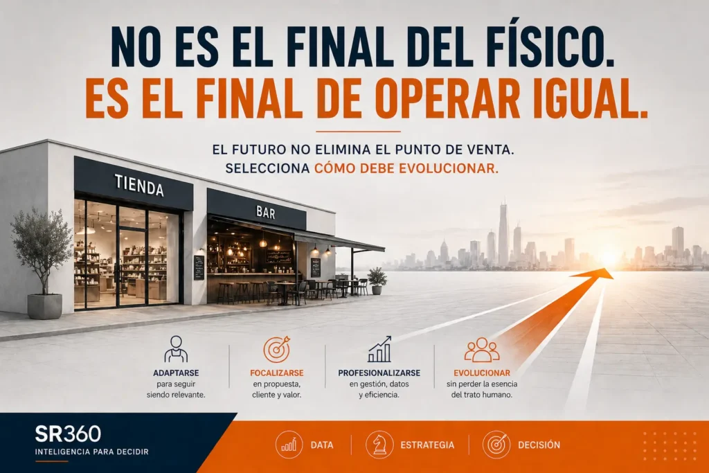 Imagen editorial sobre la evolución del punto de venta físico en España y la necesidad de adaptación en el nuevo mercado.