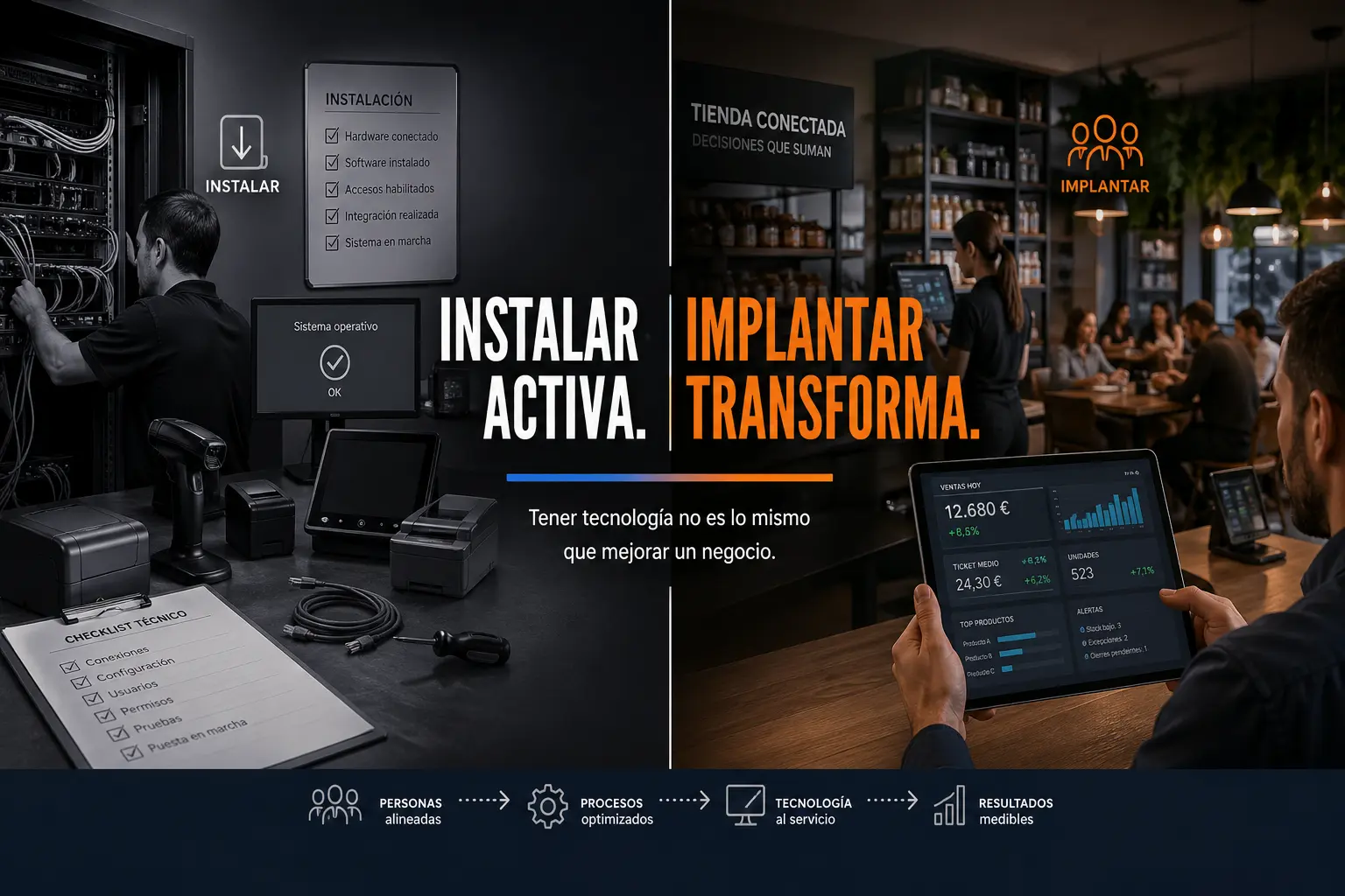 Imagen sobre implantación tecnológica y transformación operativa en retail y hostelería.