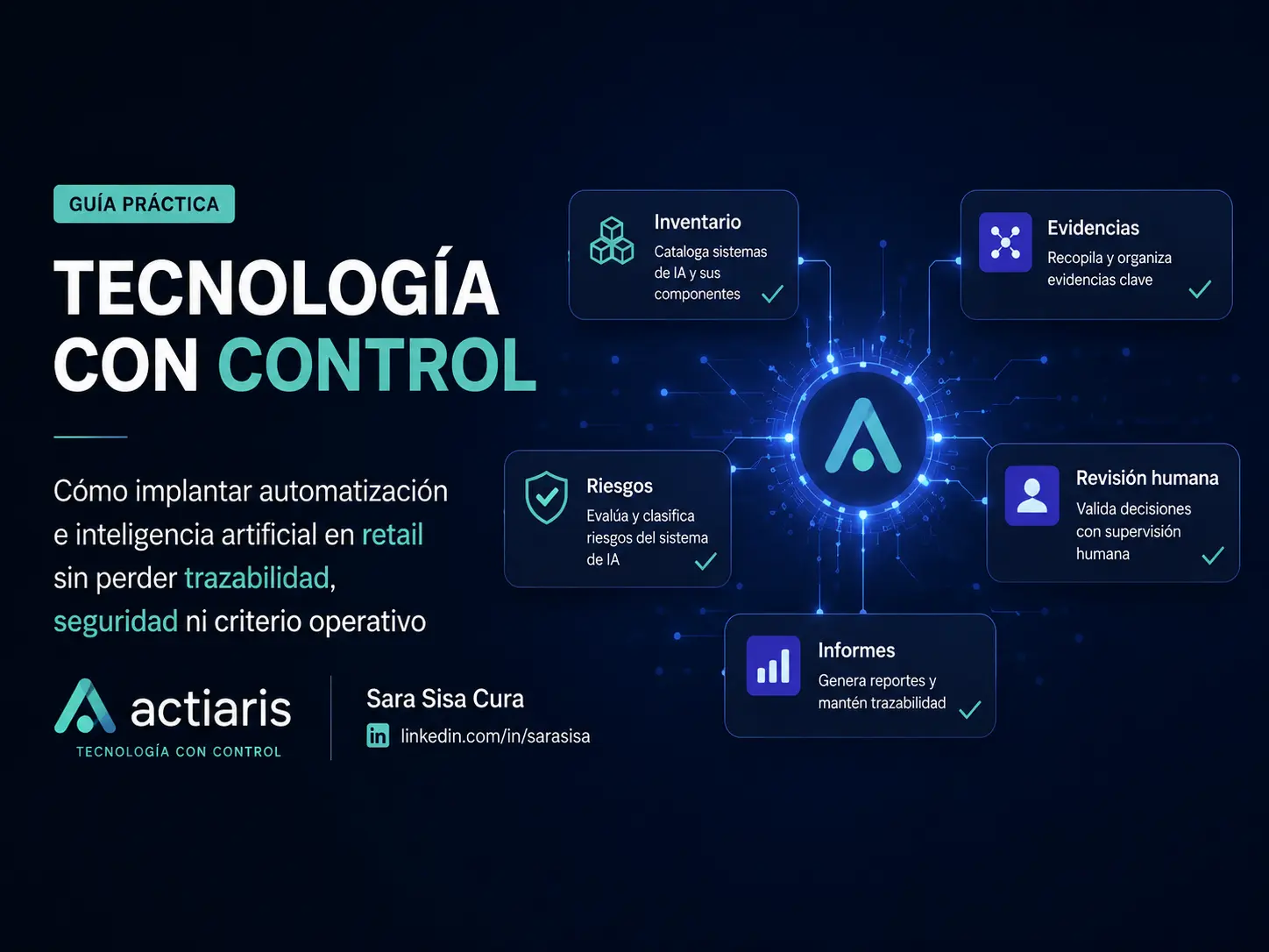 Tecnología con control: guía práctica de Actiaris para implantar automatización e inteligencia artificial en retail con trazabilidad, seguridad y criterio operativo.