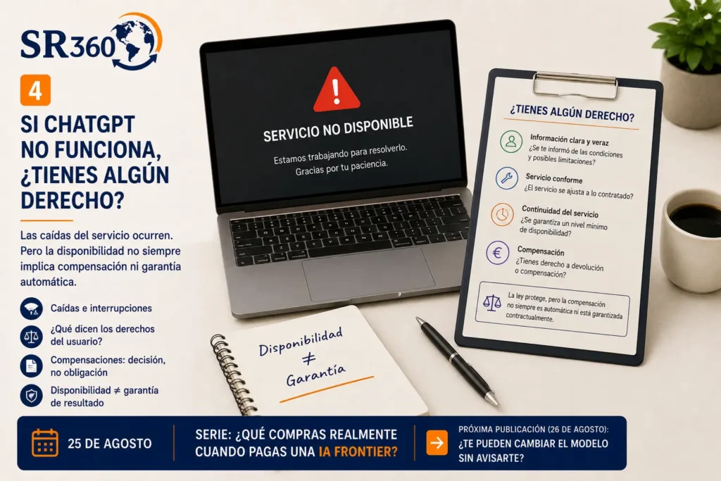 Disponibilidad de ChatGPT Plus y derechos del usuario cuando el servicio no funciona