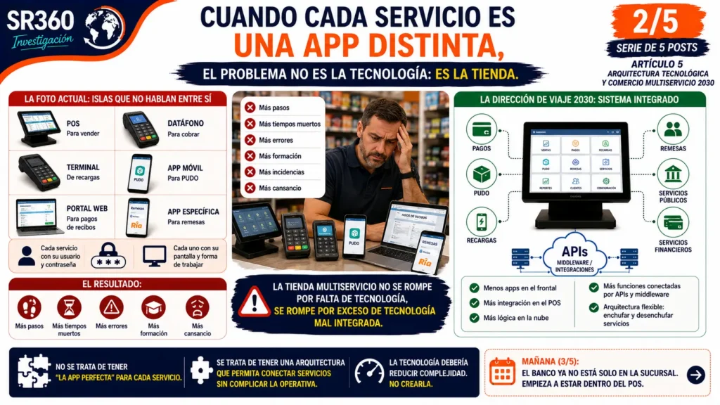 Cuando cada servicio es una app distinta: integración de servicios y APIs en una tienda multiservicio