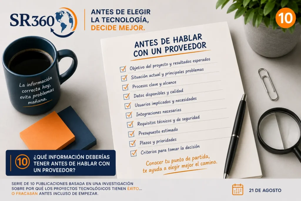 Información que una empresa debería tener antes de hablar con un proveedor tecnológico
